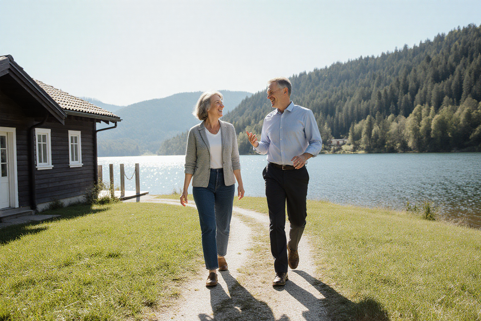 Begehung einer Seeparzelle mit Gebäude und Wasserzugang